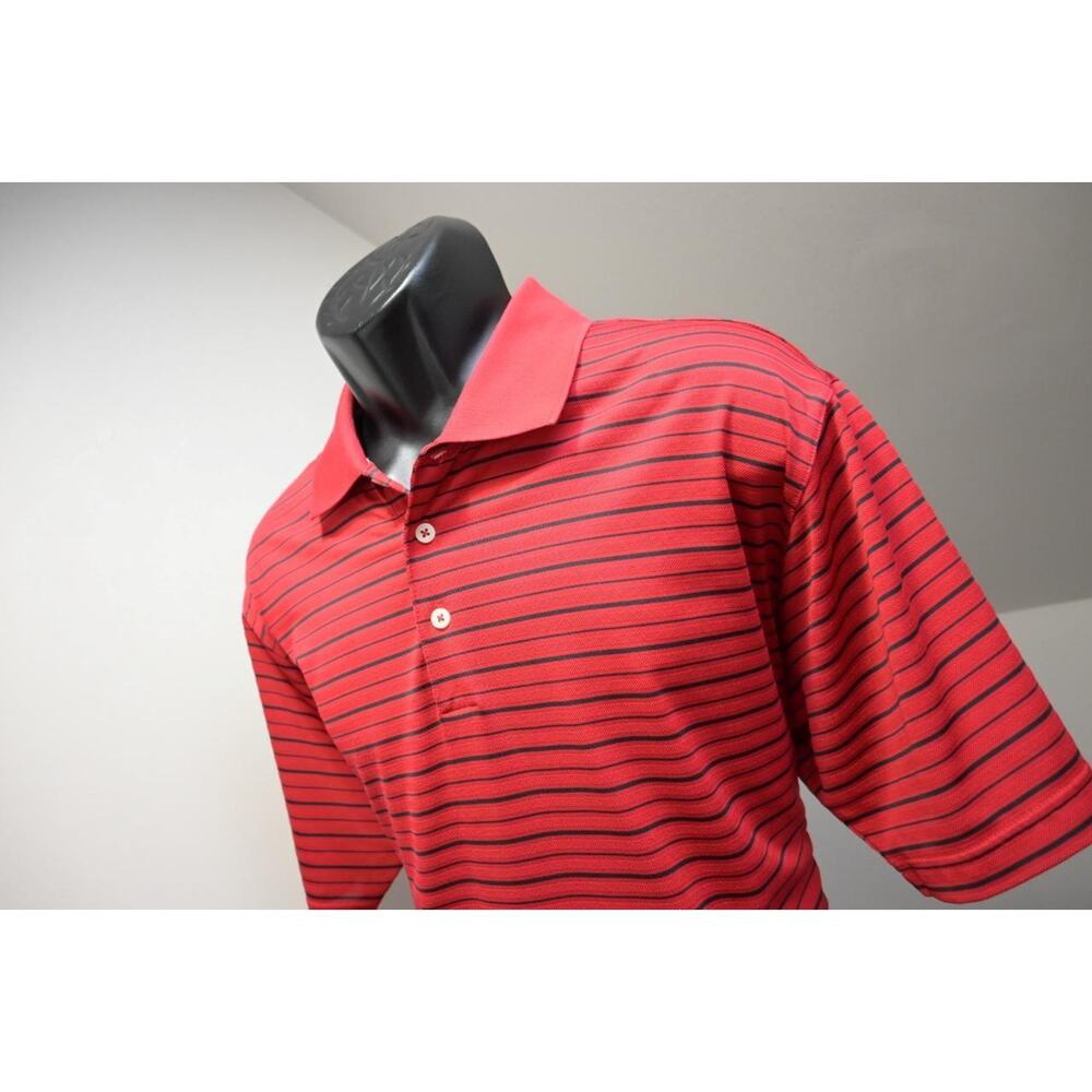 Adidas Golf Polo ClimaLite Striped Short Sleeve Athletic Golf Shirt Mens Large